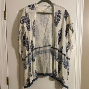 Mystree Blue and White Open Cardigan